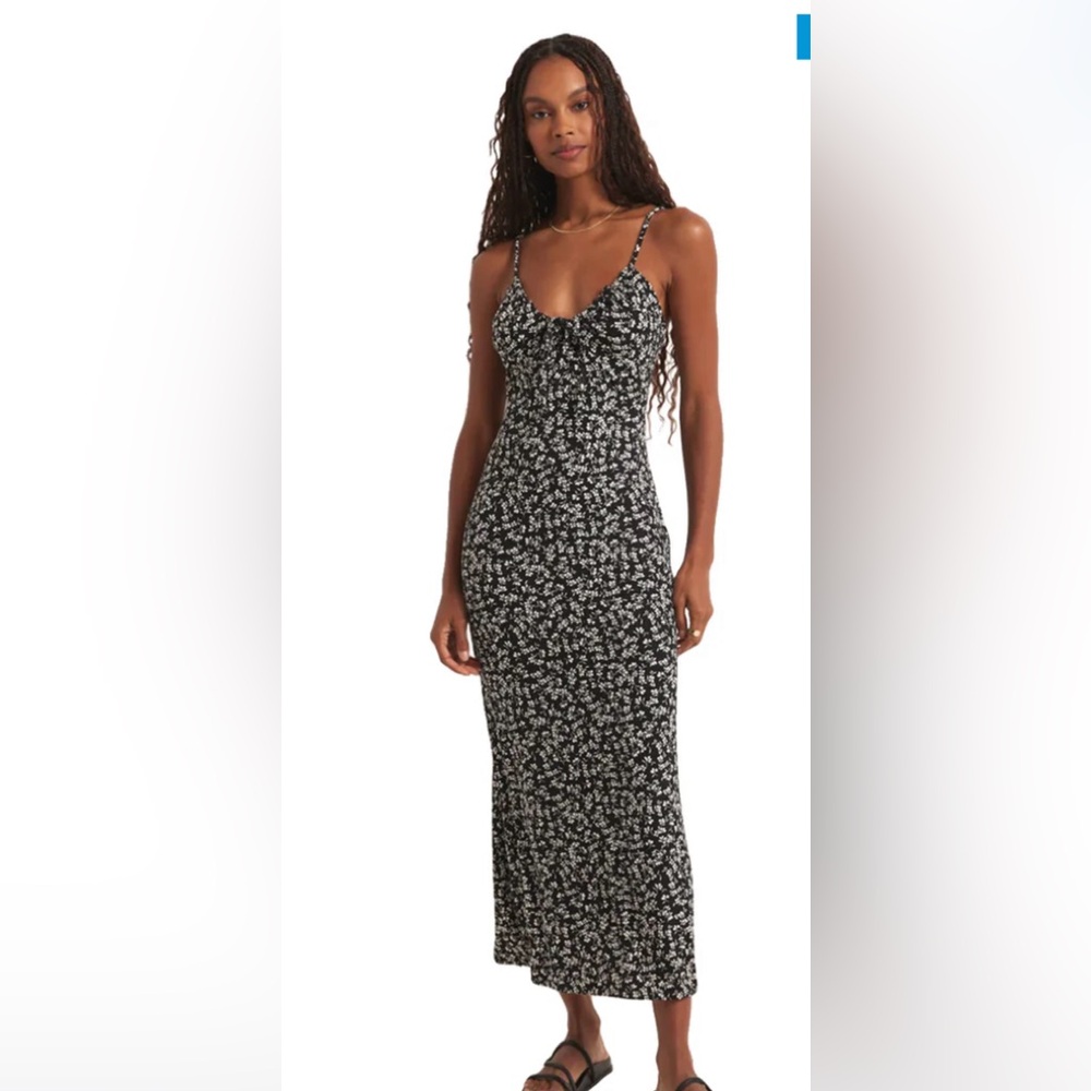 Z SUPPLY MELINDA GIA DITSY MAXI DRESS BLACK XS NWT